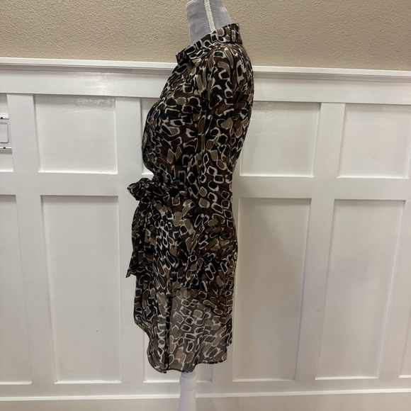Chico’s 100% Silk Shirt Dress Size:1 (M) 3/4 Sleeves Belt Animal Print - Picture 4 of 11